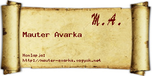 Mauter Avarka névjegykártya